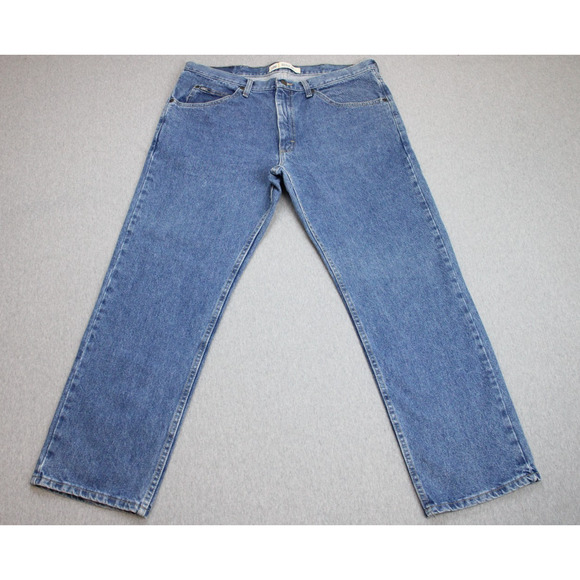 Lee Jeans Mens 38 X 30 Blue Denim 100% Cotton Regular Fit Mid-Rise Straight Leg - Picture 1 of 8